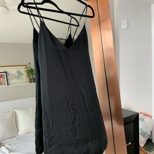 Black Satin Slip Dress - CAMI NYC